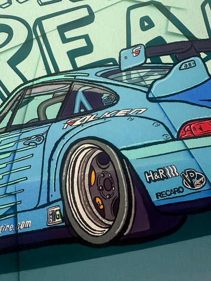 Daily the Dream - 993 GT2 Teal Livery Poster