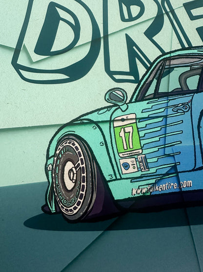 Daily the Dream - 993 GT2 Teal Livery Poster