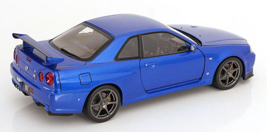KK Scale 2001 Nissan Skyline GT-R R34 V-Spec II Bayside Blue 1:12