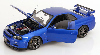KK Scale 2001 Nissan Skyline GT-R R34 V-Spec II Bayside Blue 1:12