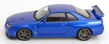 KK Scale 2001 Nissan Skyline GT-R R34 V-Spec II Bayside Blue 1:12
