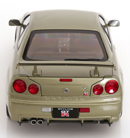 KK Scale 2001 Nissan Skyline GT-R R34 V-Spec II w/ Gold BBS Jade Green Metallic 1:12