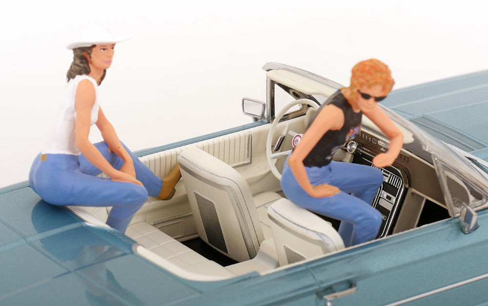 KK Scale 1966 Ford Thunderbird Convertible "Thelma & Louise" Light Blue Metallic 1:18
