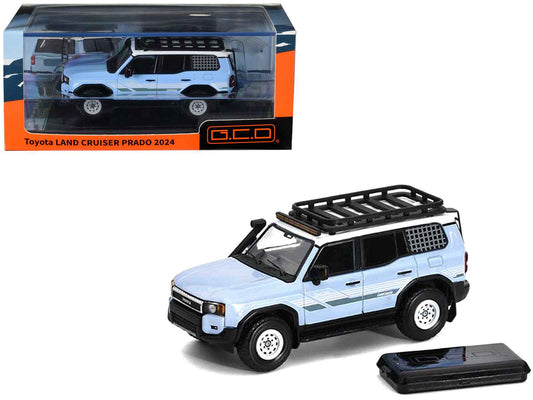 GCD Toyota Land Cruiser Prado 2024 Light Blue White Top 1:64