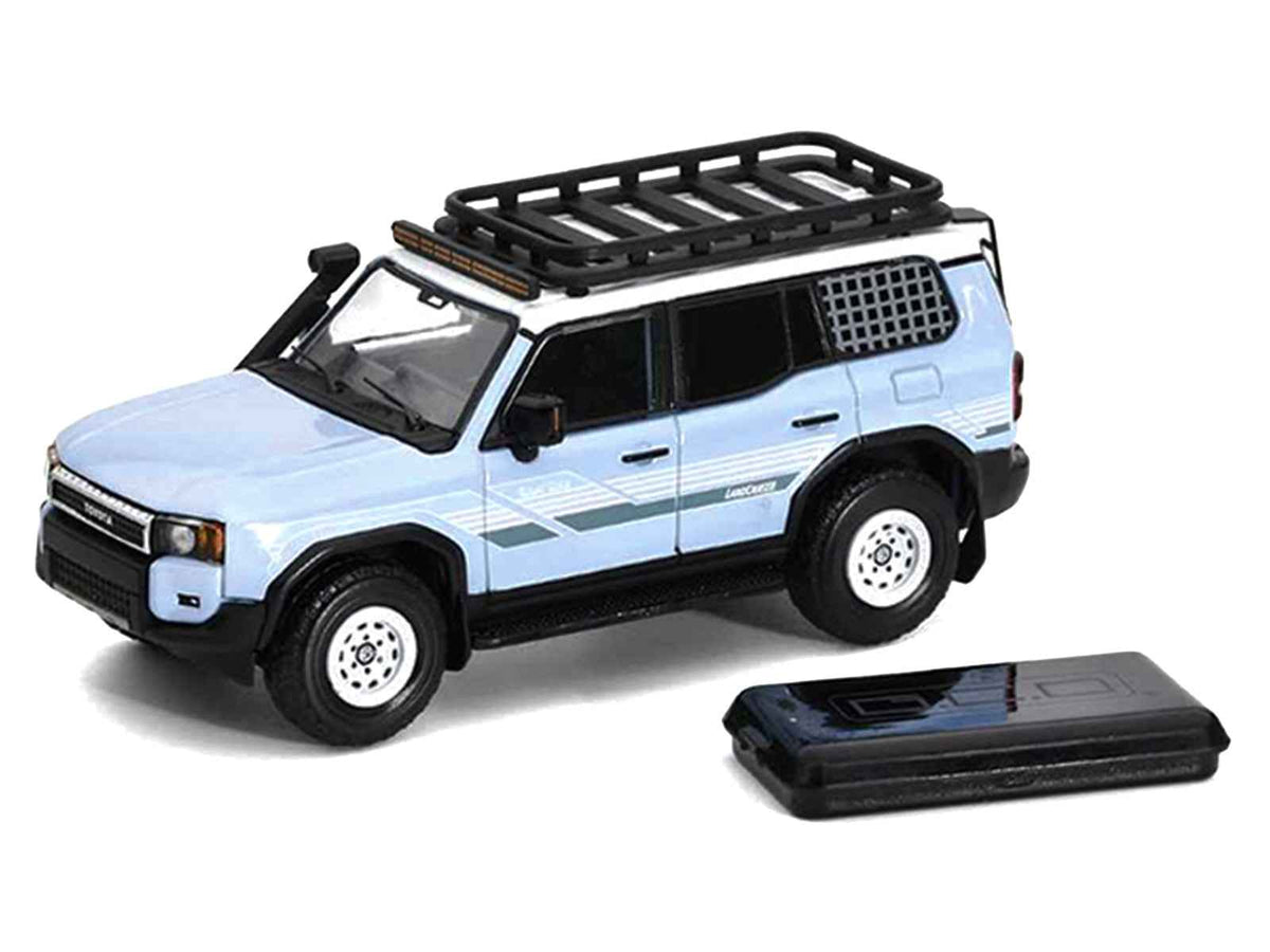 GCD Toyota Land Cruiser Prado 2024 Light Blue White Top 1:64