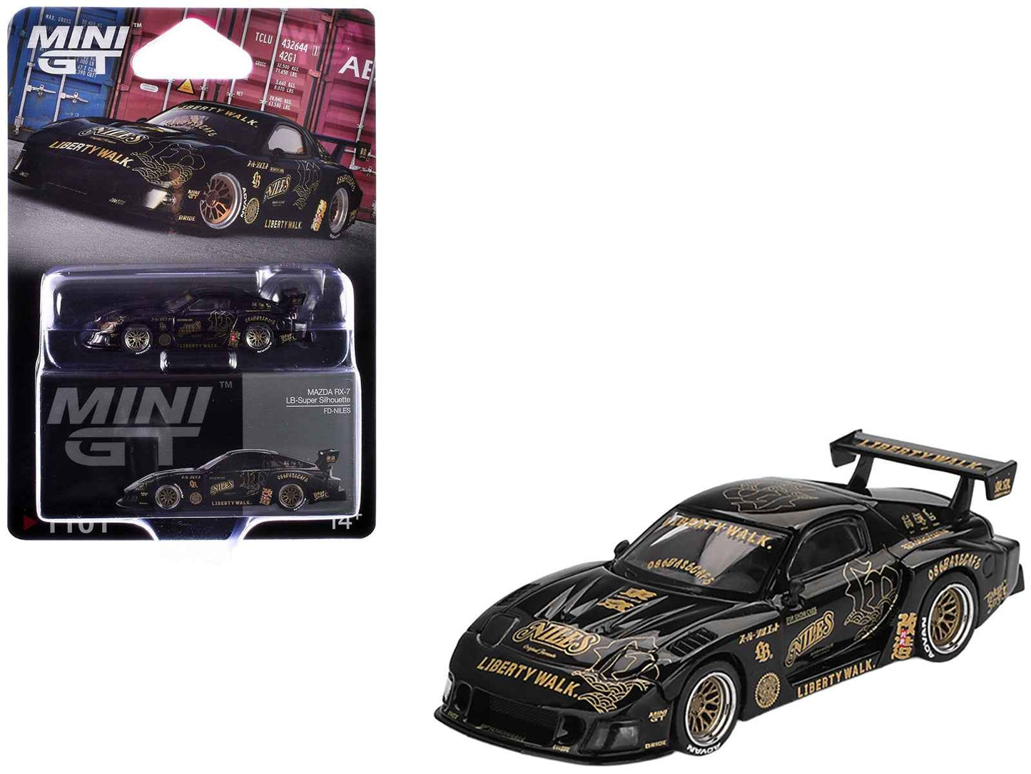 Mini GT Mazda RX-7 LBWK FD-NILES Black Gold 1:64