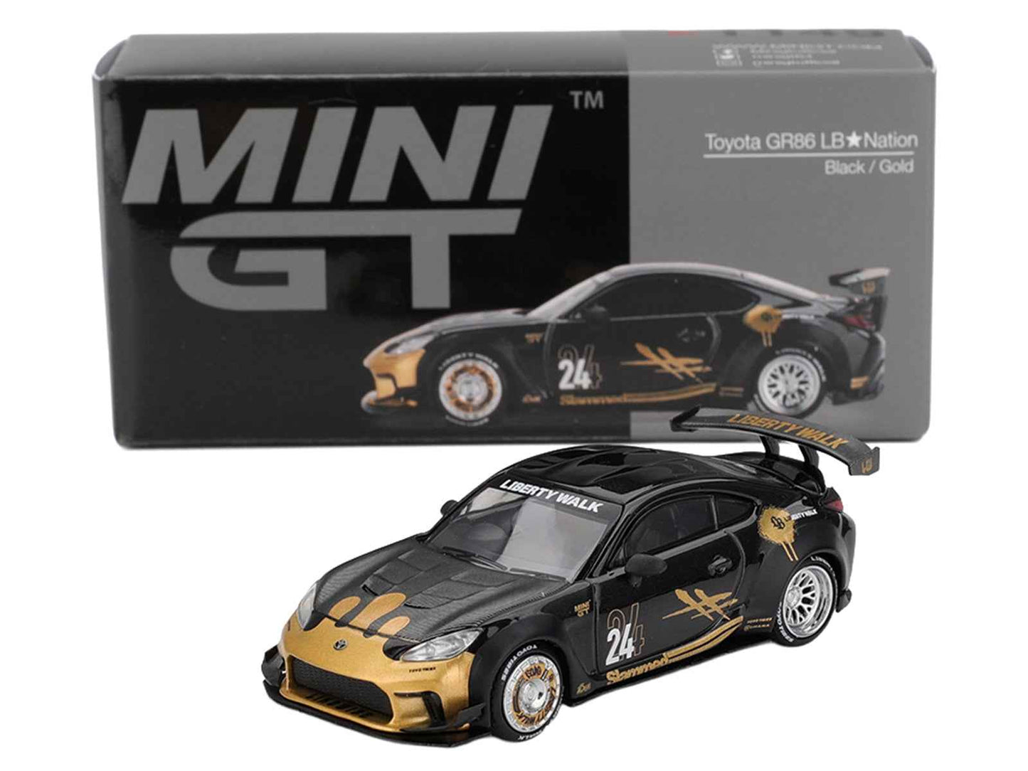 Mini GT Toyota GR86 LB-Nation #24 Black Gold 1:64