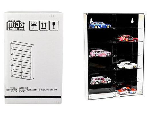 12-Car Display Case, Black Back Panel - Mijo Exclusives