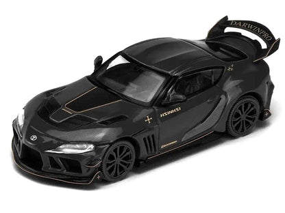 Toyota Supra DarwinPro Black with Gold Accents "Enigma Exclusive Edition" 1/64 Diecast Model Car by Pop Race