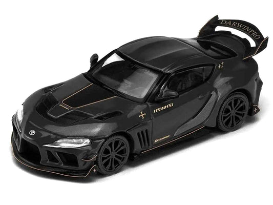 Toyota Supra DarwinPro Black with Gold Accents "Enigma Exclusive Edition" 1/64 Diecast Model Car by Pop Race