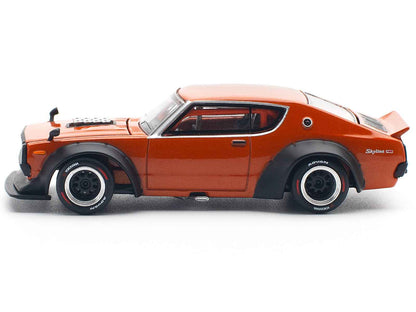 Skyline GT-R V8 Drift "Kenmeri" RHD (Right Hand Drive) Orange Metallic 1/64 Diecast Model Car by Pop Race