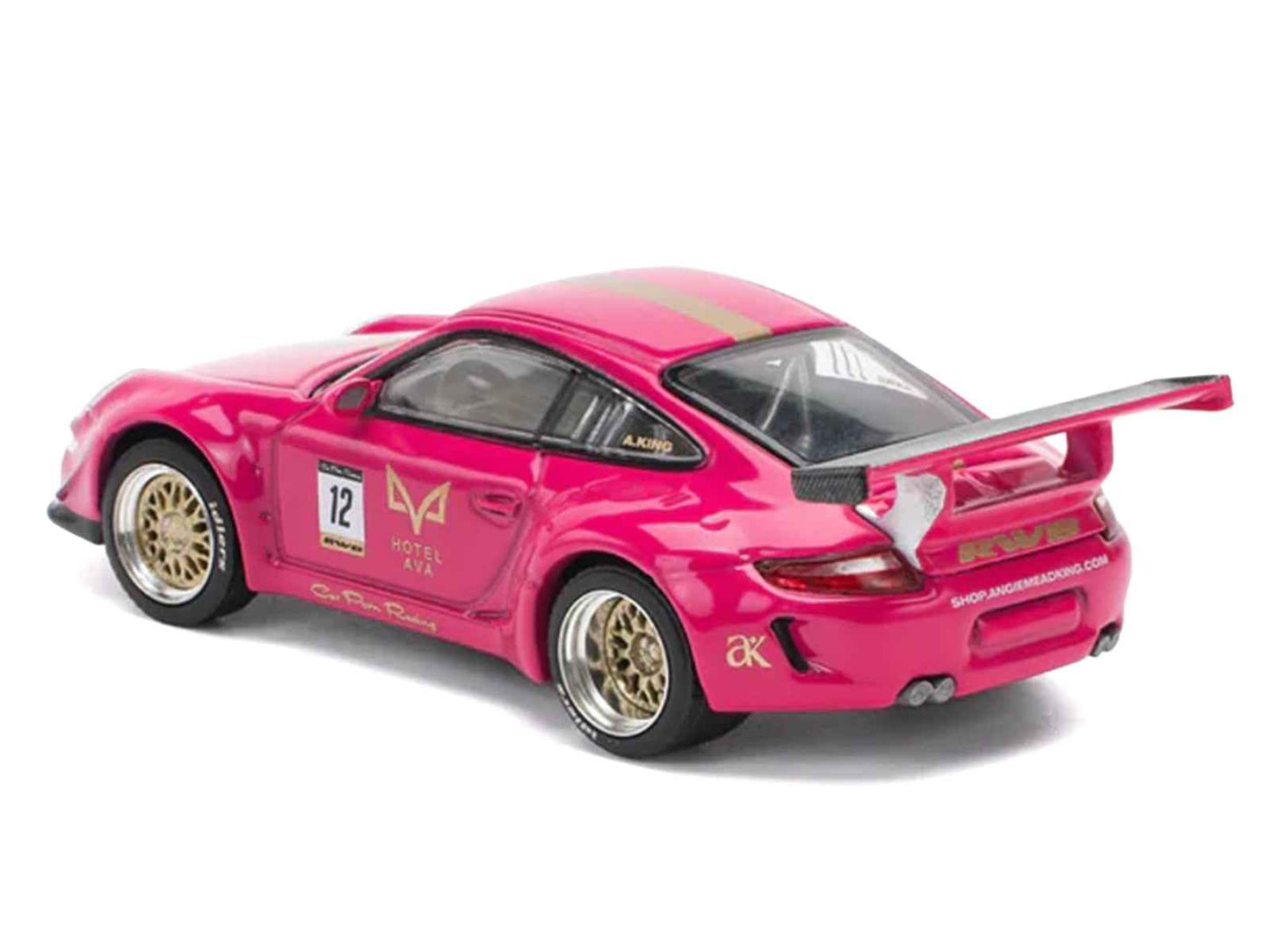 RWB 997 #12 "Hotel Ava" Pink Metallic 1/64 Diecast Model Car by Pop Race