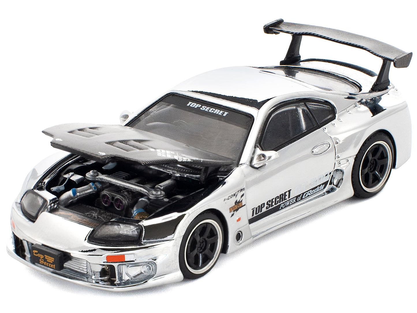 Toyota Supra "Top Secret" GT300 RHD (Right Hand Drive) Silver Chrome 1/64 Diecast Model Car by Pop Race