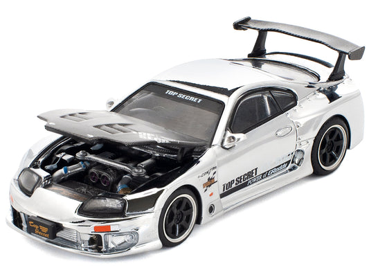 Toyota Supra "Top Secret" GT300 RHD (Right Hand Drive) Silver Chrome 1/64 Diecast Model Car by Pop Race