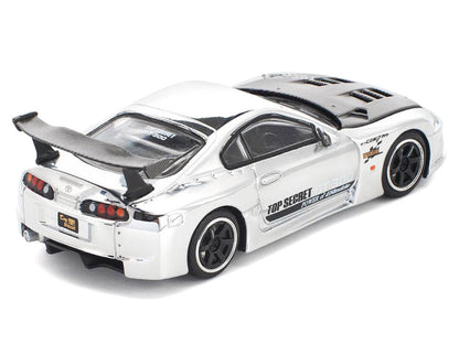 Toyota Supra "Top Secret" GT300 RHD (Right Hand Drive) Silver Chrome 1/64 Diecast Model Car by Pop Race