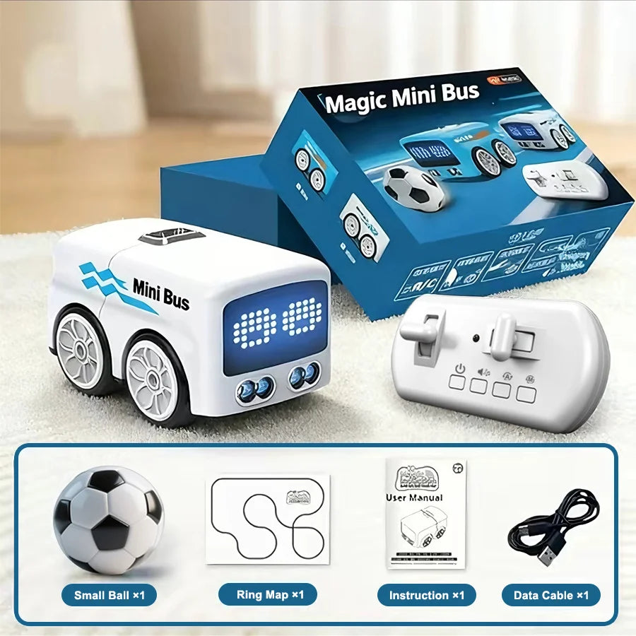 Masaverse Magic RC Mini Bus | Gesture Control + Line Following Smart Toy Car with LED Expression Lights — 4 Play Modes