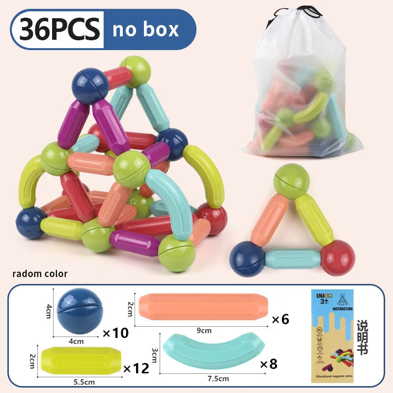 Masaverse Magnetic Constructor Building Blocks | Magnet Stick Rod Montessori STEM Toy