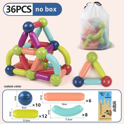 Masaverse Magnetic Constructor Building Blocks | Magnet Stick Rod Montessori STEM Toy