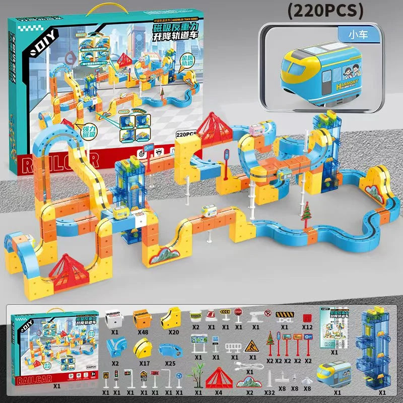 Masaverse Magnetic Anti-Gravity Track Set | STEM DIY Railway — Kids Gift 100+ Pcs