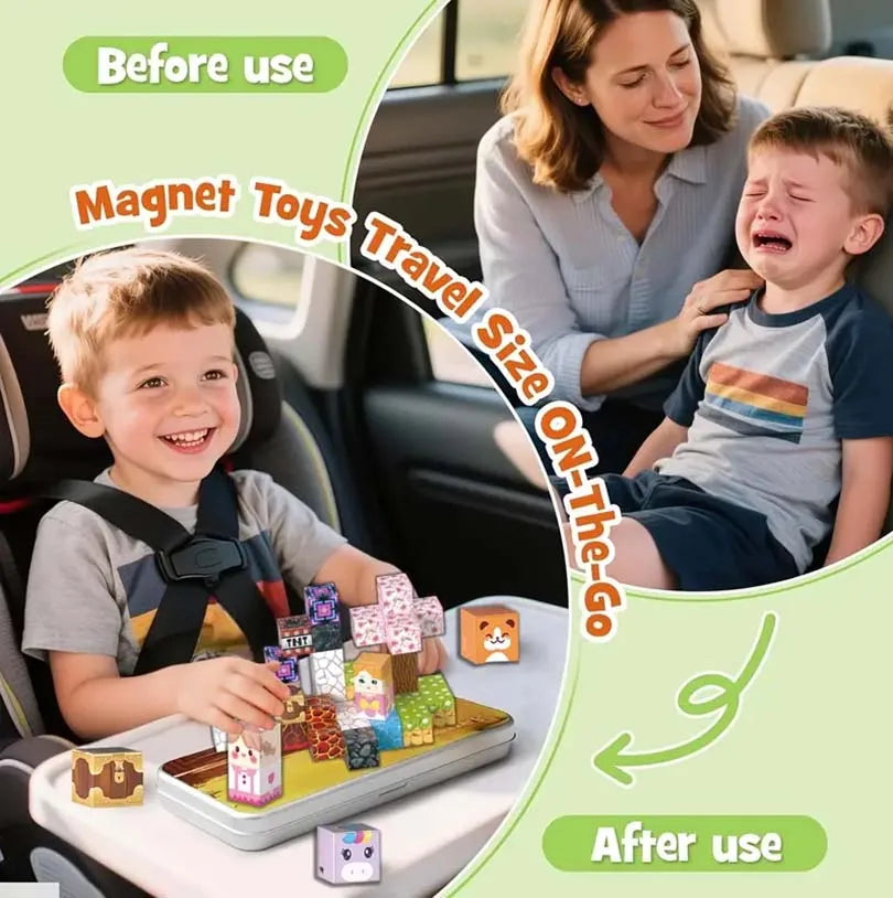 Masaverse Magnetic Cube Building Blocks Set | 40-Piece STEM Sensory Toy — Kids Gift