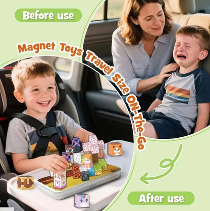Masaverse Magnetic Cube Building Blocks Set | 40-Piece STEM Sensory Toy — Kids Gift