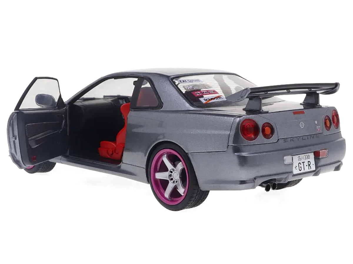 Solido 1999 Nissan Skyline GT-R R34 Silver Purple Wheels 1:18