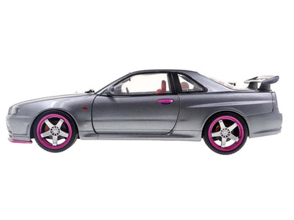 Solido 1999 Nissan Skyline GT-R R34 Silver Purple Wheels 1:18