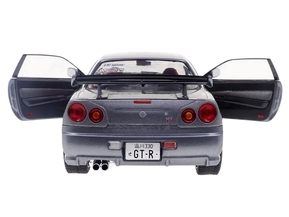 Solido 1999 Nissan Skyline GT-R R34 Silver Purple Wheels 1:18