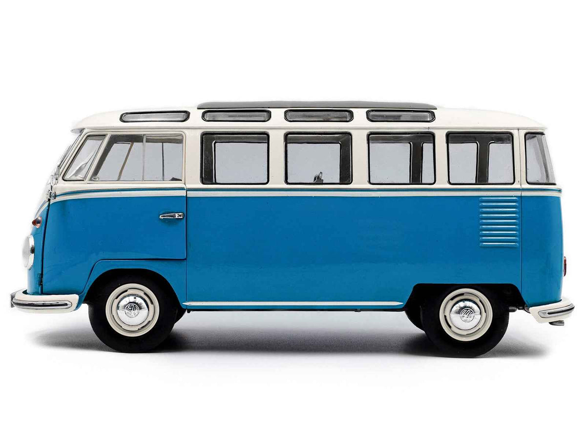 Solido 1962 Volkswagen T1 Samba Bus Baby Blue and White 1:18