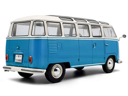 Solido 1962 Volkswagen T1 Samba Bus Baby Blue and White 1:18