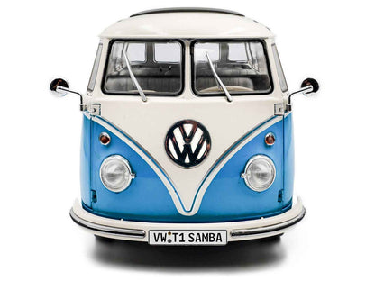 Solido 1962 Volkswagen T1 Samba Bus Baby Blue and White 1:18
