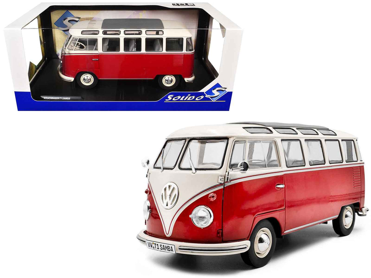 Solido 1962 Volkswagen T1 Samba Bus Red and White 1:18