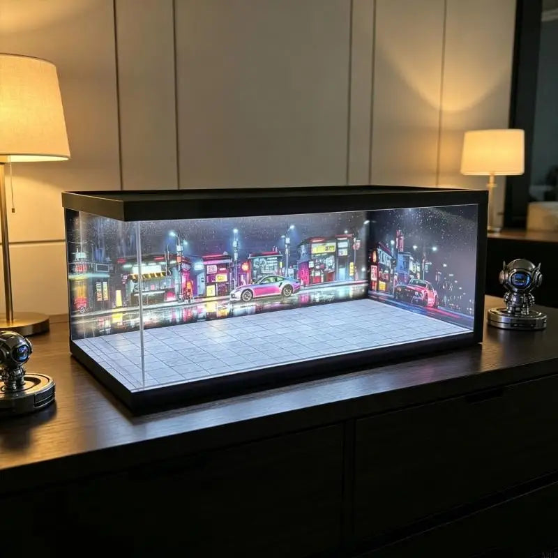 1:64 LED Diorama Display Garage | Diecast Scene Storage Case for Hot Wheels & Matchbox