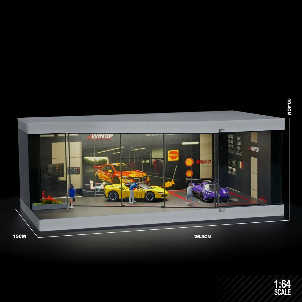 1:64 Acrylic Car Showroom Display Box | Garage Scene Storage for Hot Wheels & Diecast