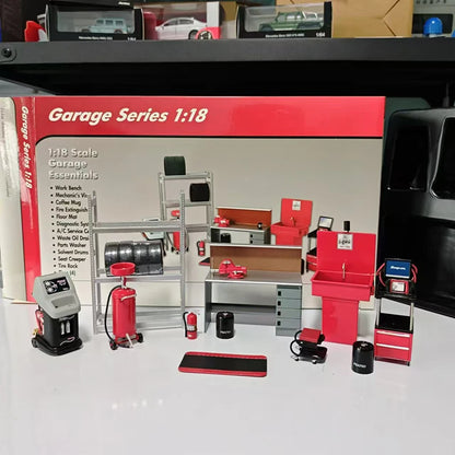 WELLY 1:18 Diecast Garage Repair Shop Scene | Alloy Car Model Display Set for Collectors