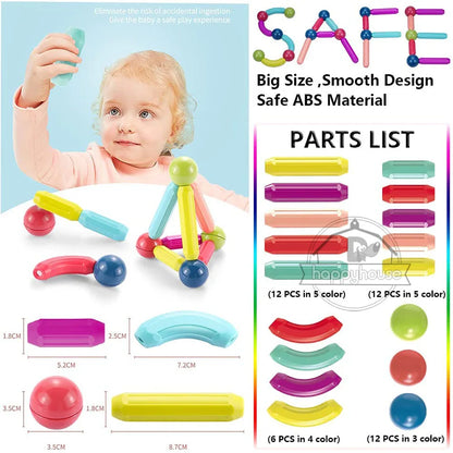 Masaverse Magnetic Constructor Building Blocks | Magnet Stick Rod Montessori STEM Toy