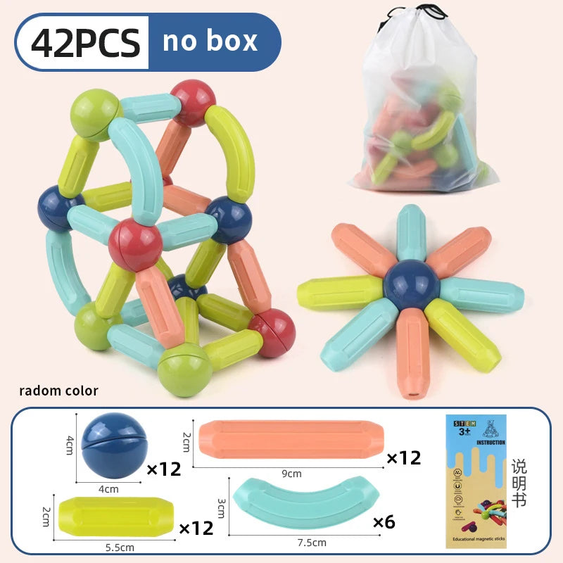 Masaverse Magnetic Constructor Building Blocks | Magnet Stick Rod Montessori STEM Toy