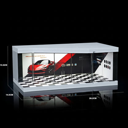 1:64 Acrylic Car Showroom Display Box | Garage Scene Storage for Hot Wheels & Diecast