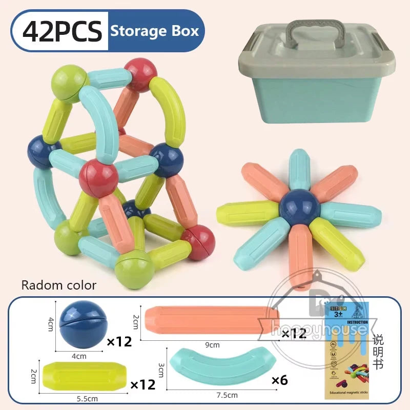 Masaverse Magnetic Constructor Building Blocks | Magnet Stick Rod Montessori STEM Toy