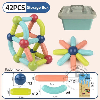 Masaverse Magnetic Constructor Building Blocks | Magnet Stick Rod Montessori STEM Toy