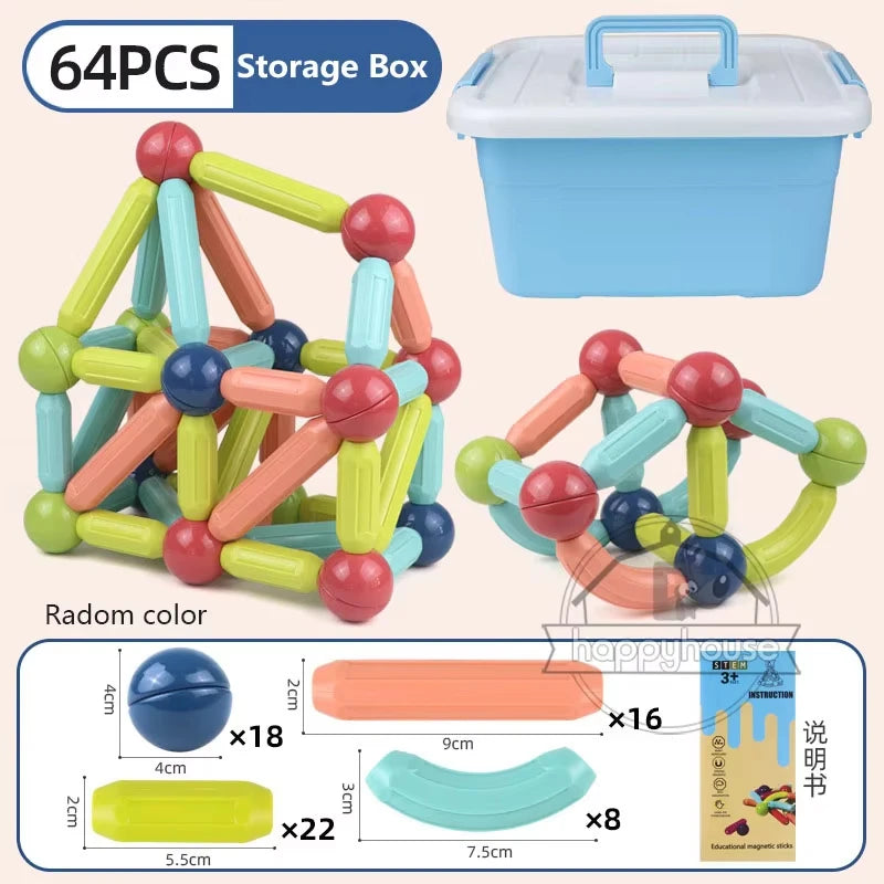 Masaverse Magnetic Constructor Building Blocks | Magnet Stick Rod Montessori STEM Toy