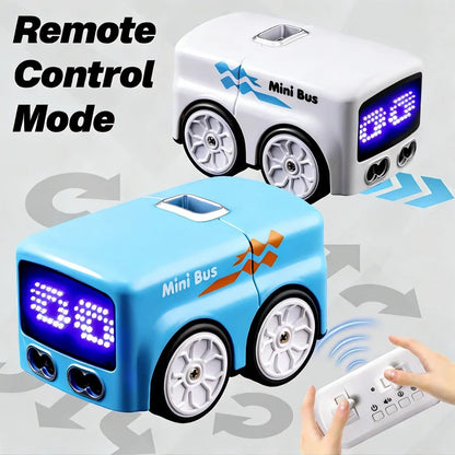 Masaverse Magic RC Mini Bus | Gesture Control + Line Following Smart Toy Car with LED Expression Lights — 4 Play Modes