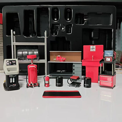 WELLY 1:18 Diecast Garage Repair Shop Scene | Alloy Car Model Display Set for Collectors