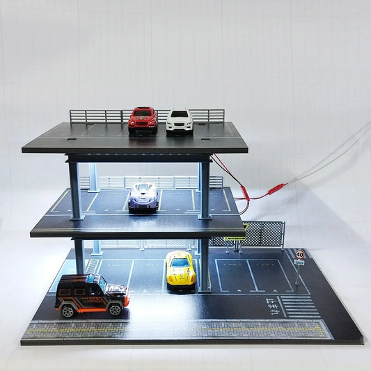 1:64 Diecast Garage Diorama | Stackable Parking Lot Scene Display Case for Hot Wheels & Matchbox