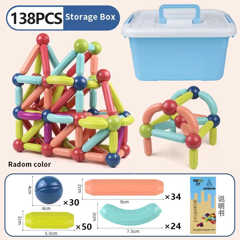 Masaverse Magnetic Constructor Building Blocks | Magnet Stick Rod Montessori STEM Toy