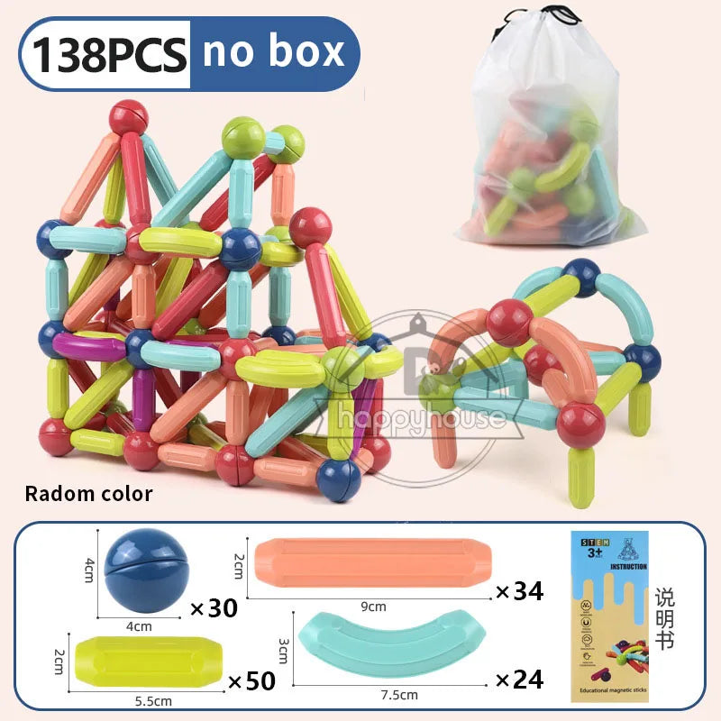 Masaverse Magnetic Constructor Building Blocks | Magnet Stick Rod Montessori STEM Toy