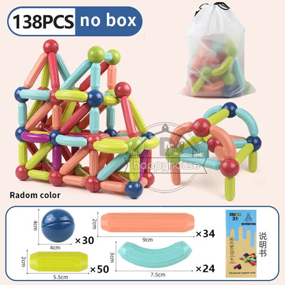 Masaverse Magnetic Constructor Building Blocks | Magnet Stick Rod Montessori STEM Toy