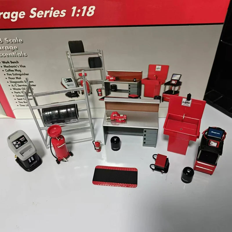 WELLY 1:18 Diecast Garage Repair Shop Scene | Alloy Car Model Display Set for Collectors