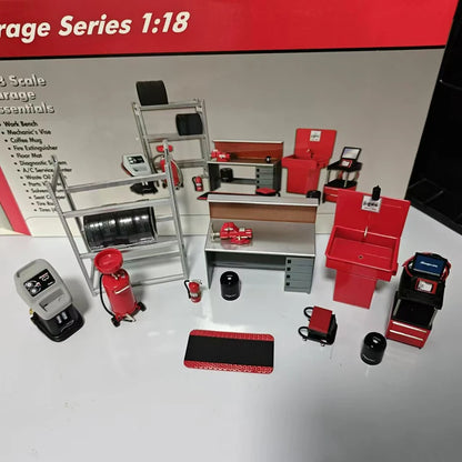 WELLY 1:18 Diecast Garage Repair Shop Scene | Alloy Car Model Display Set for Collectors