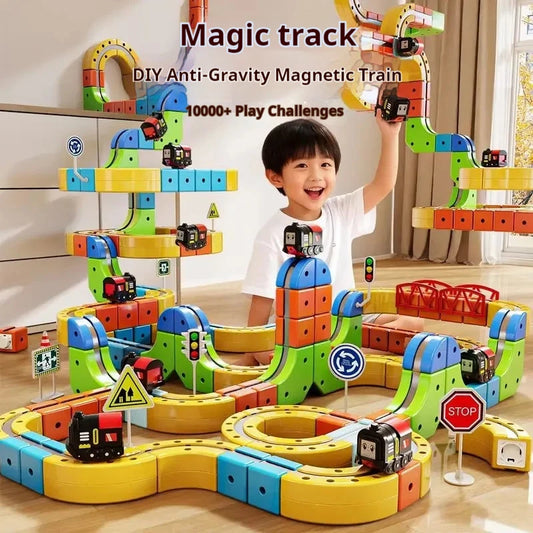 Masaverse Magnetic Building Blocks Train Set | STEM Easy-Connect Railway — Kids Gift